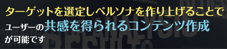 ターゲットを選定しペルソナを作り上げることでユーザーの共感を得られるコンテンツ作成が可能です