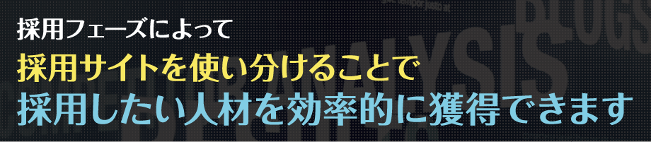 採用フェーズによって、採用サイトを使い分けることで採用したい人材を効率的に獲得できます